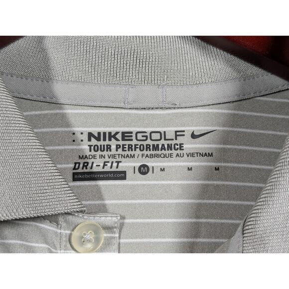 Tiger Woods Foundation Nike Performance Golf Gray Polo Size Medium Earl Woods - Picture 2 of 8